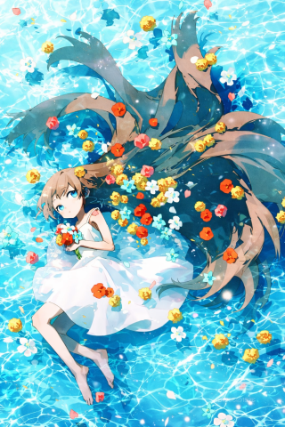 泳池的宁静少女