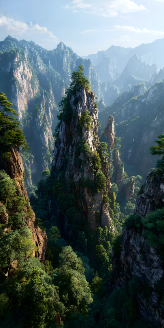 奇峰入云，山河壮阔