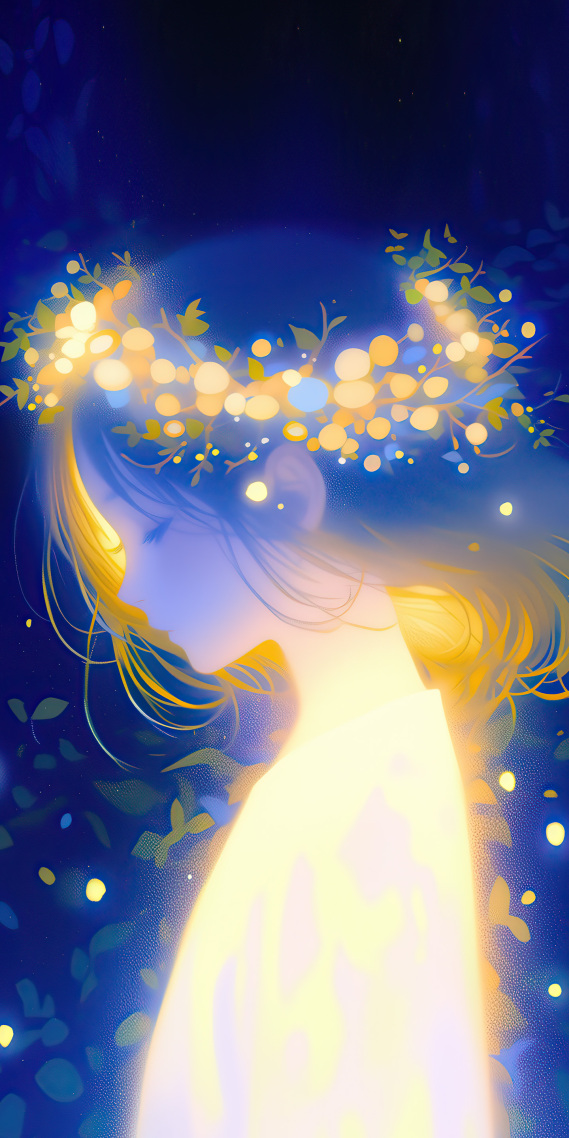 蓝色治愈少女(小清新手机静态壁纸) - 小清新手机壁纸下载 - 元气壁纸