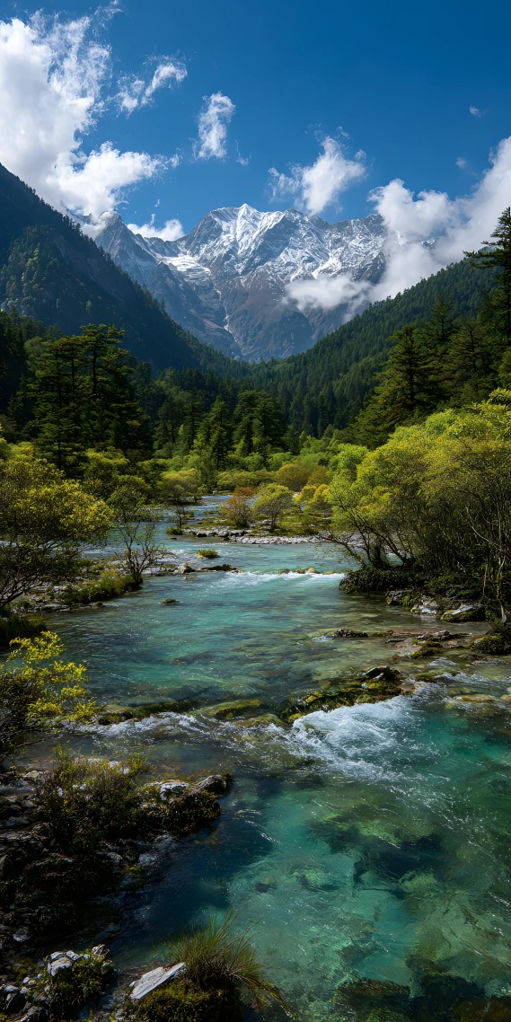 雪山碧流，自然的纯净乐章