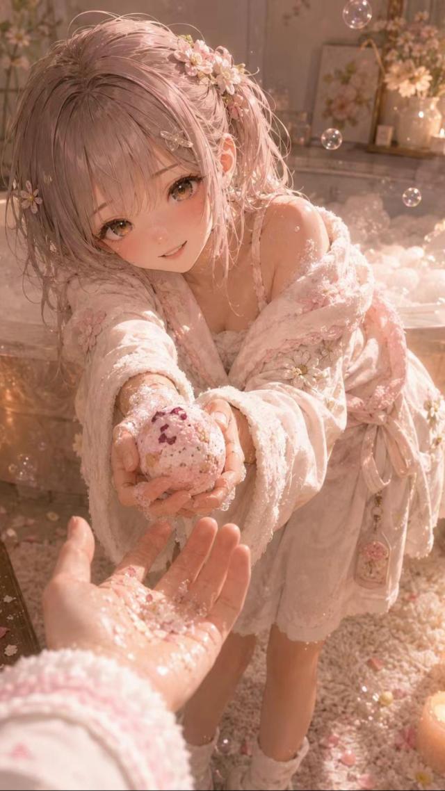 樱花浴少女指尖发光太温柔