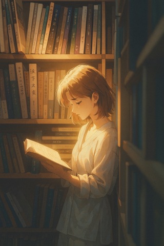 图书馆阅读少女