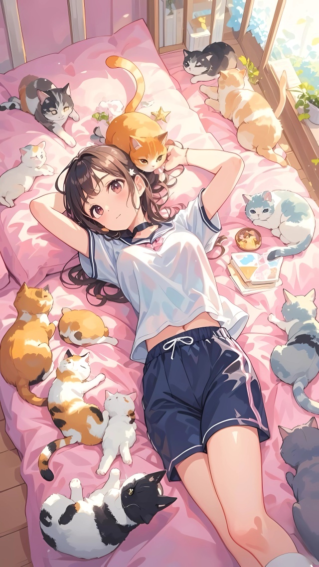 女生和猫咪