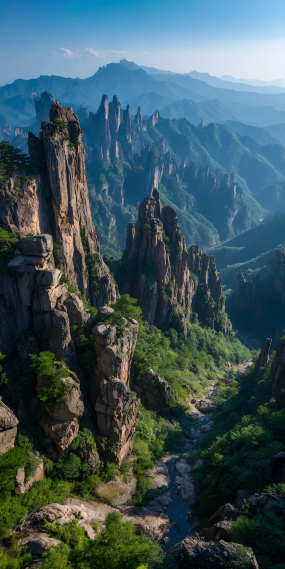 群峰刺破青天，翠谷藏尽山河