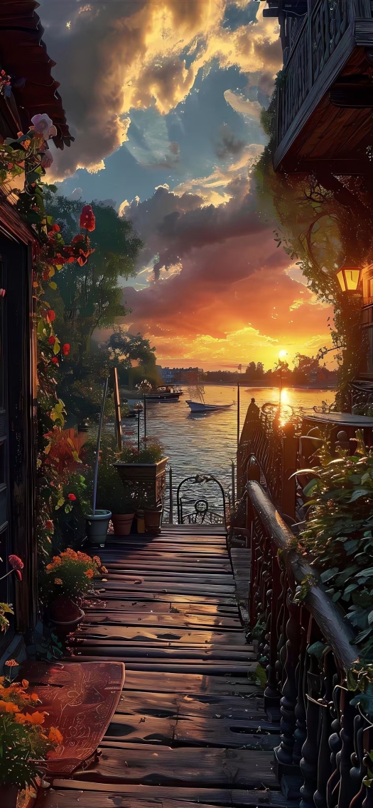 小路尽头是夕阳