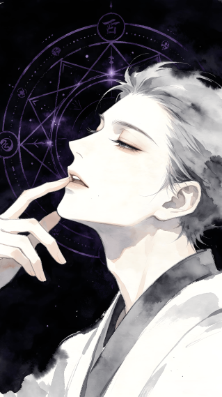 动漫男生情头水彩风格