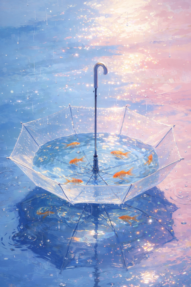 唯美金鱼伞