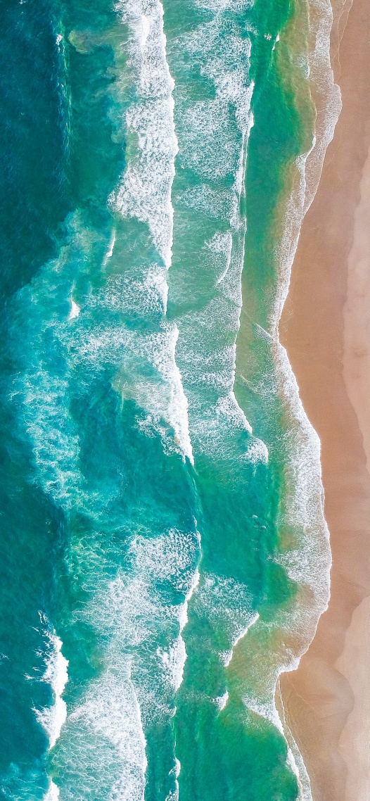 海浪沙灘綠色護眼壁紙