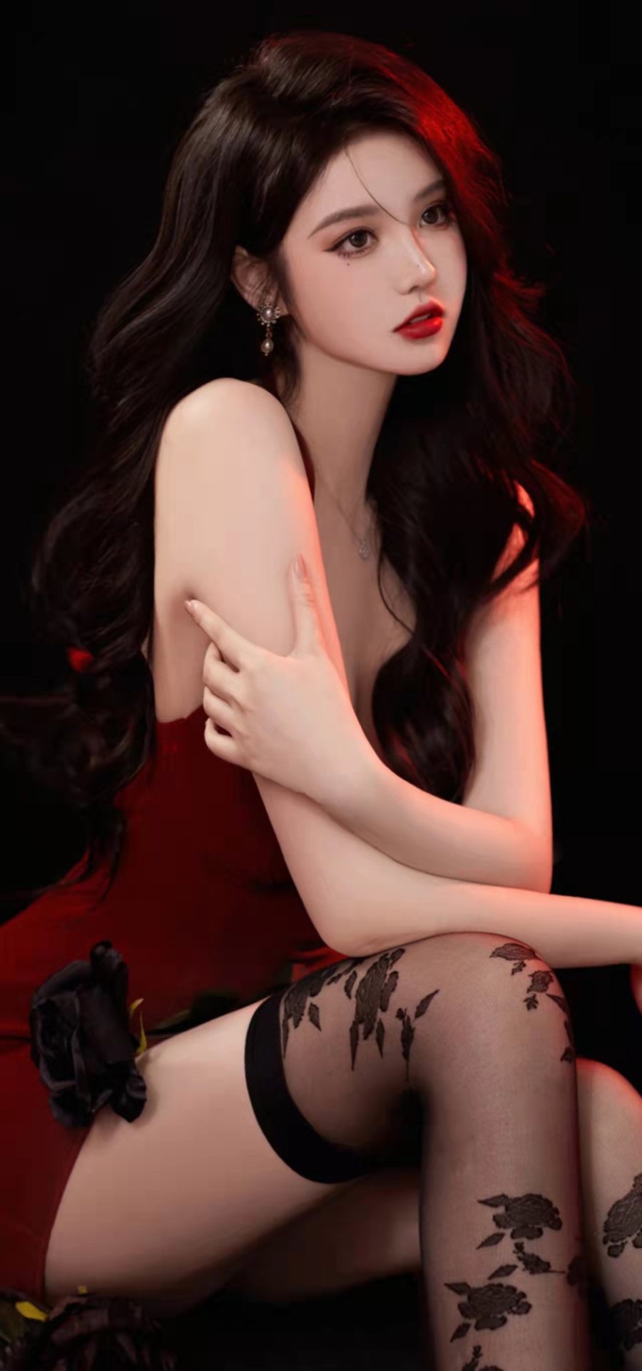 微信聊天背景牆壁紙黑絲女神