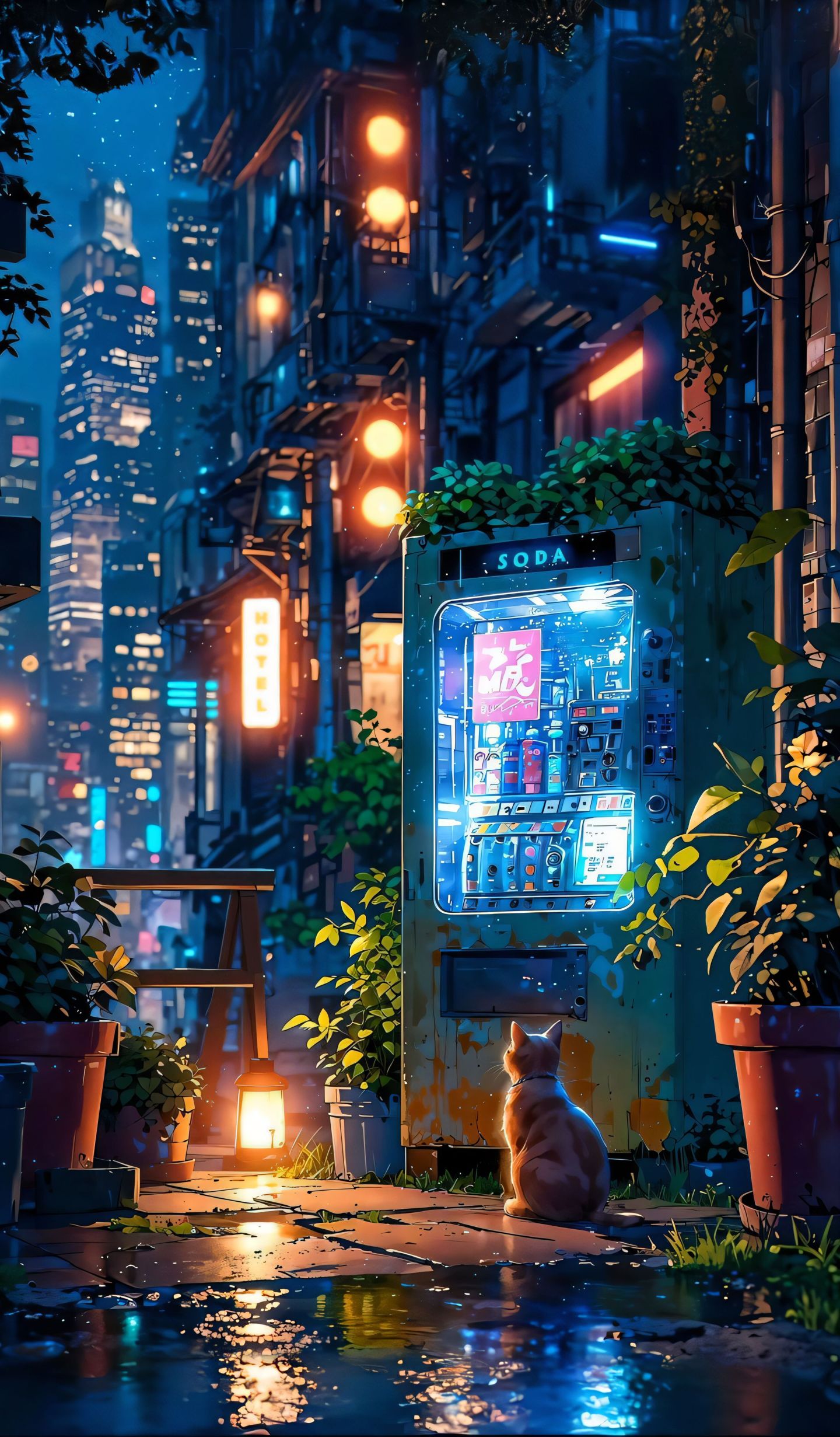 賽博朋克城市小貓咪