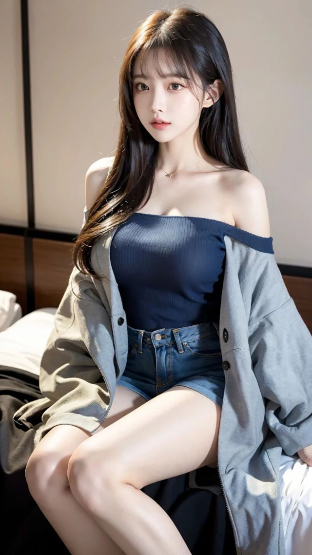 露肩時尚穿搭AI生成圖美女