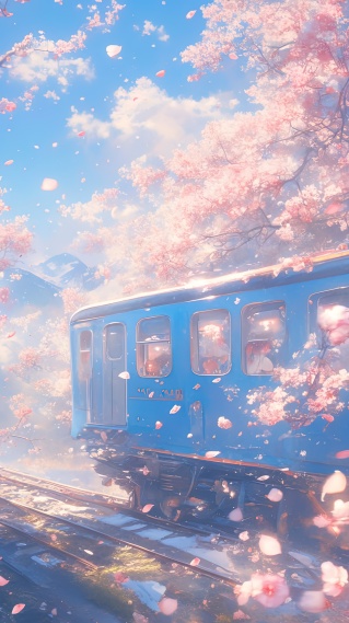 梦幻樱花蓝色列车