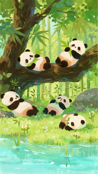 春与熊猫 护眼绿2