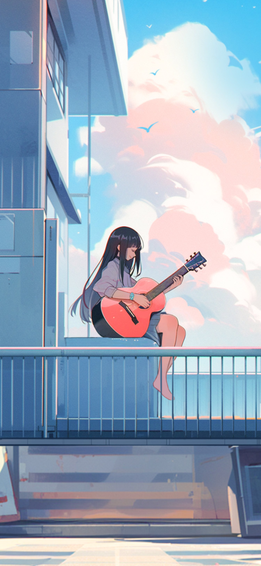 吉他少女(动漫手机静态壁纸)