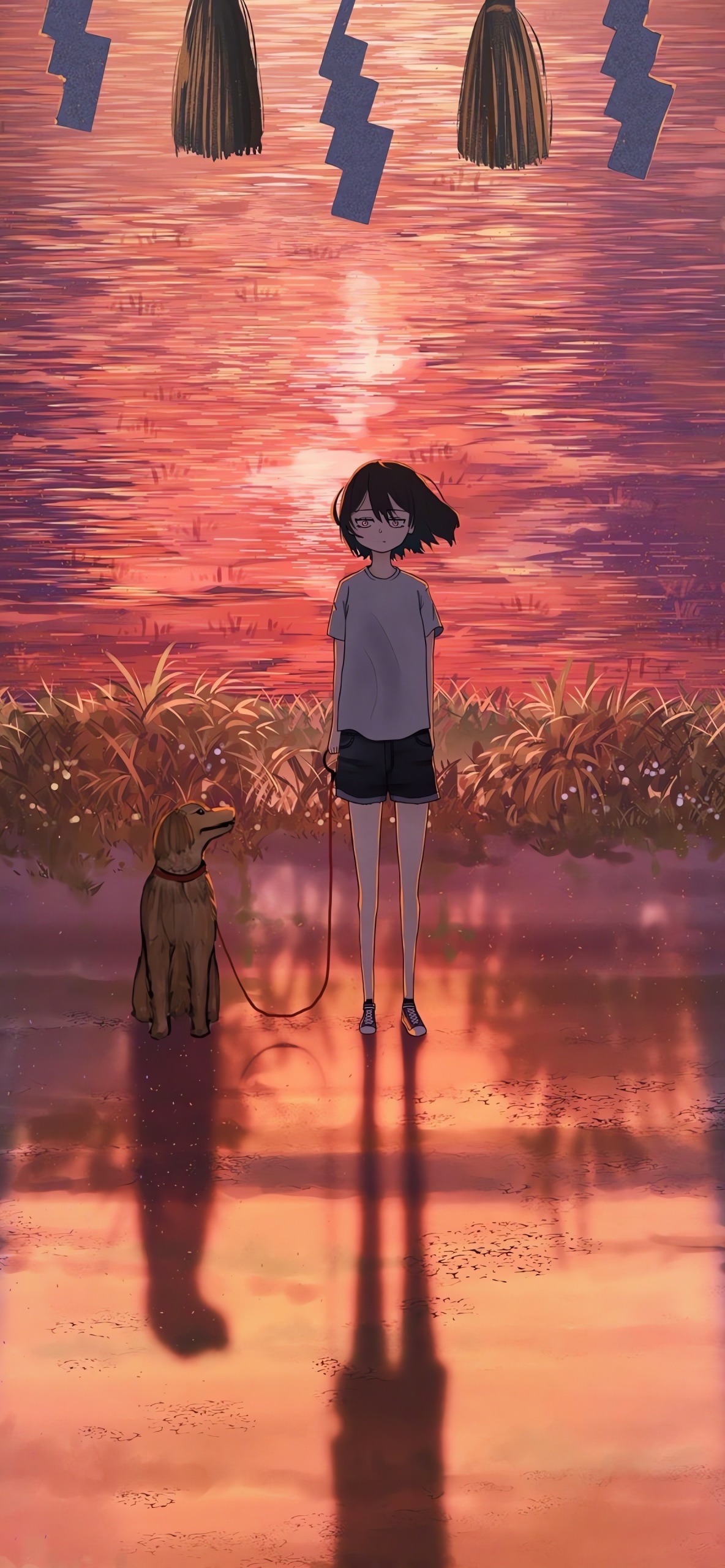 河邊少女與狗