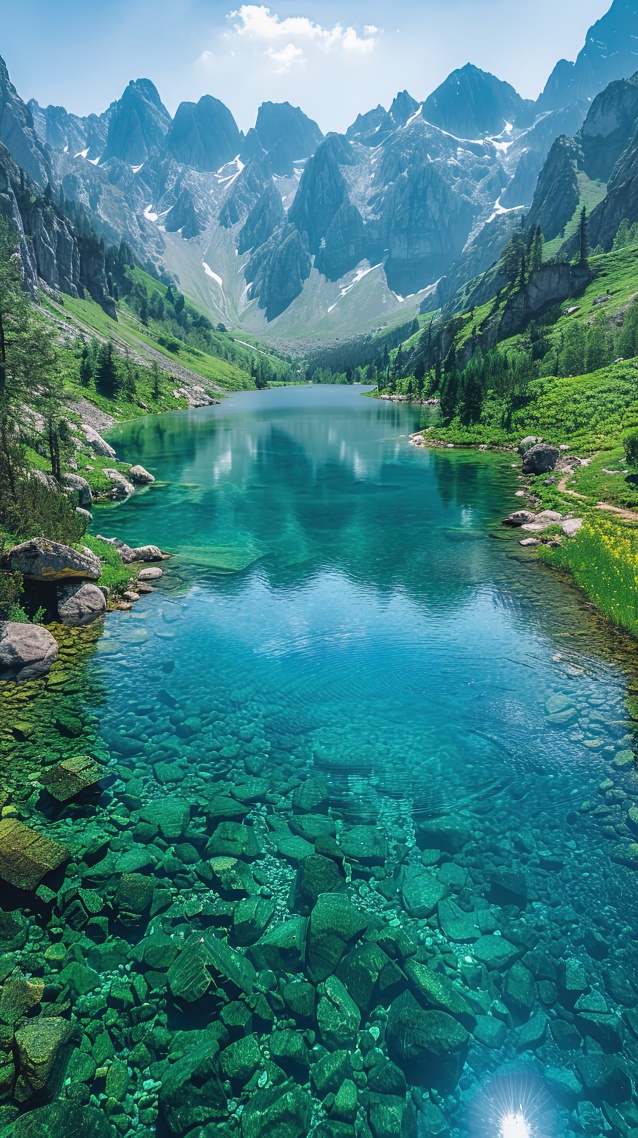 清澈高山河流