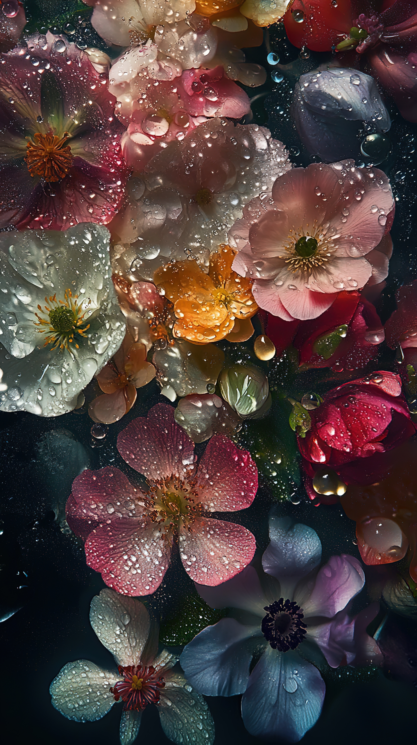 花朵雨滴屏