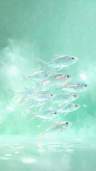 透明鱼群·薄荷绿雾