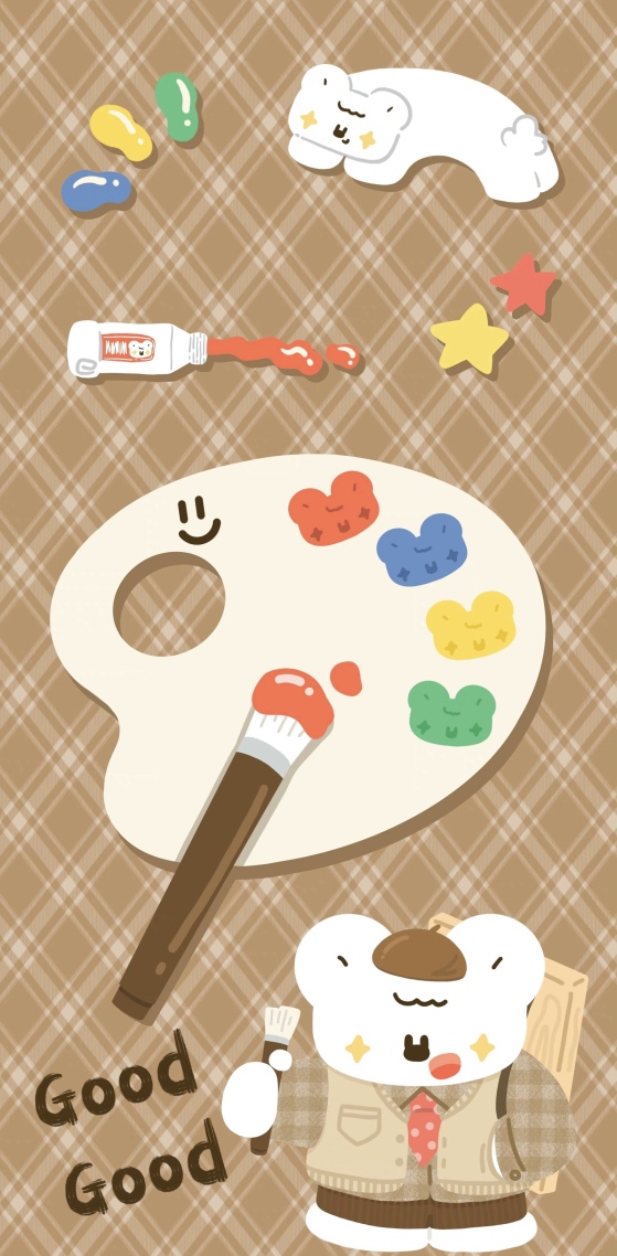 油画熊(小清新手机静态壁纸) - 小清新手机壁纸下载 - 元气壁纸