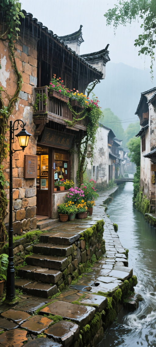烟雨溪巷人家