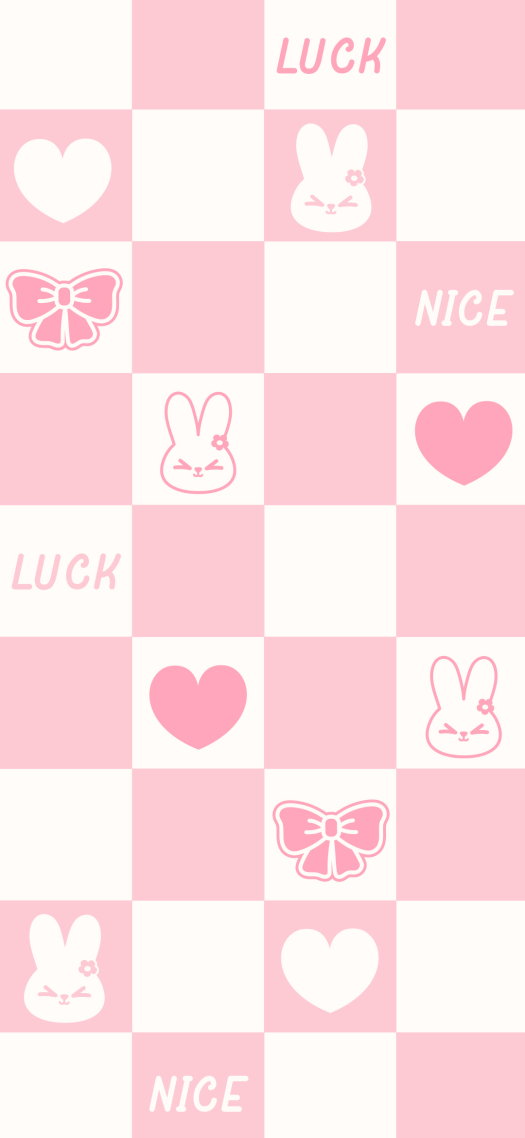 粉色清新兔兔棋盘格