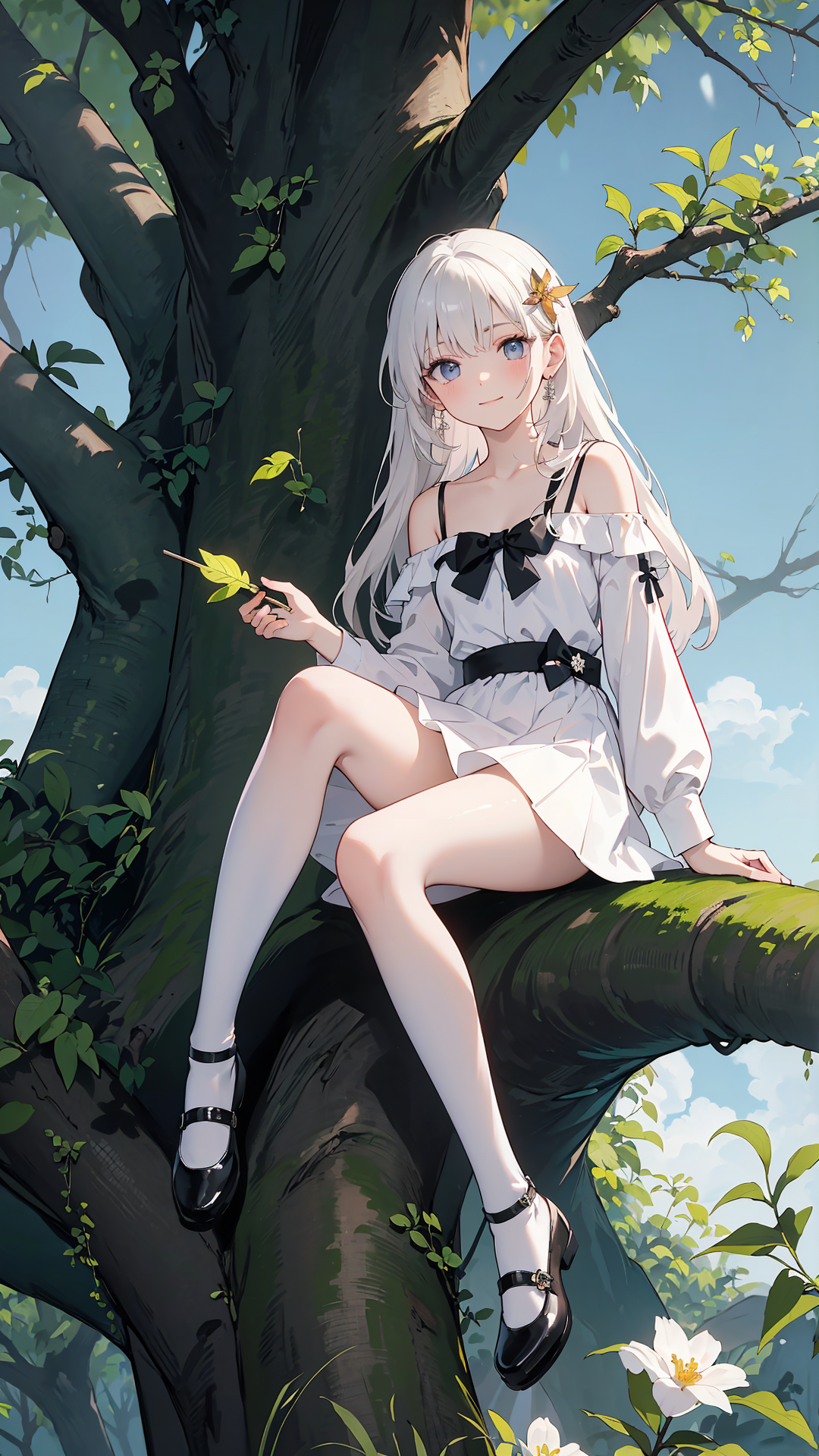 樹上的可愛女孩