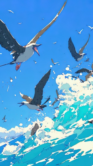 捕食的海鸟