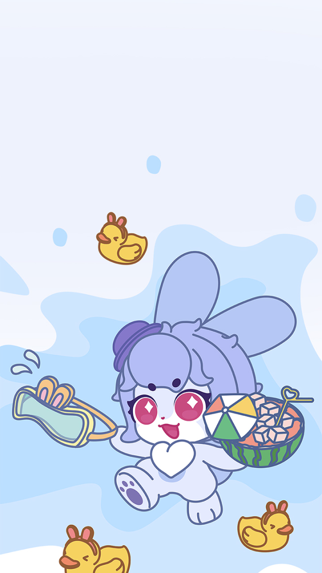 卡布兔蓝莓莓可爱夏日游泳蓝色