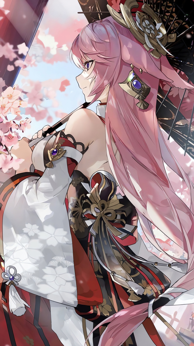 櫻花撐傘美女