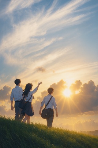夕阳与高中生