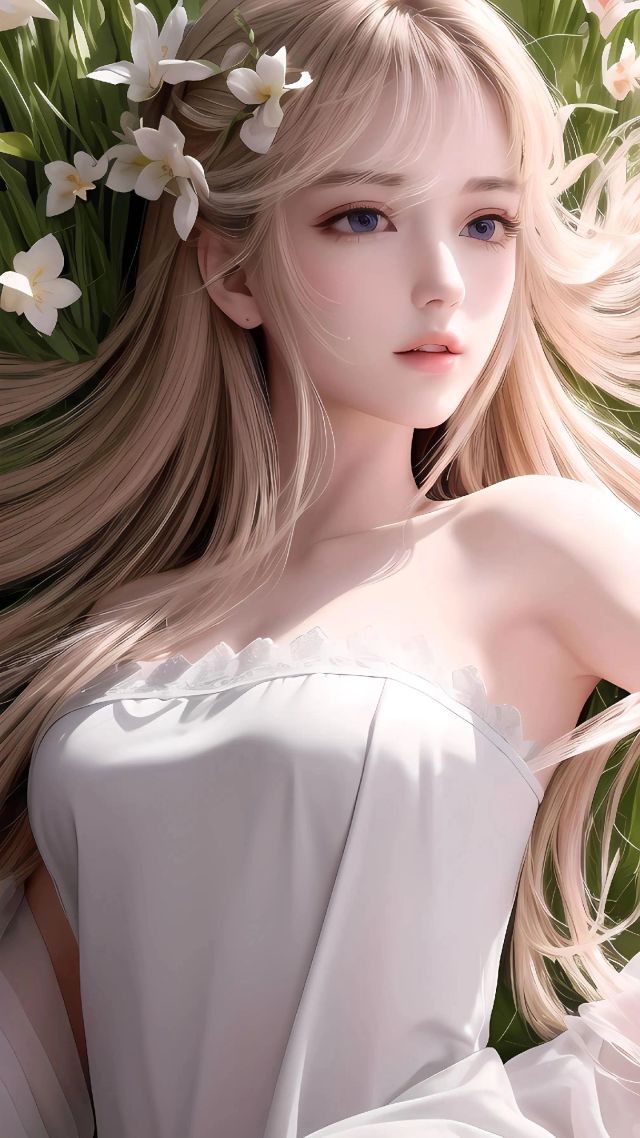 金色長發手工繪畫少女