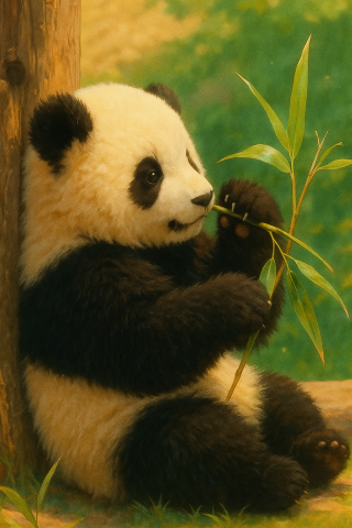 吃竹子小熊猫