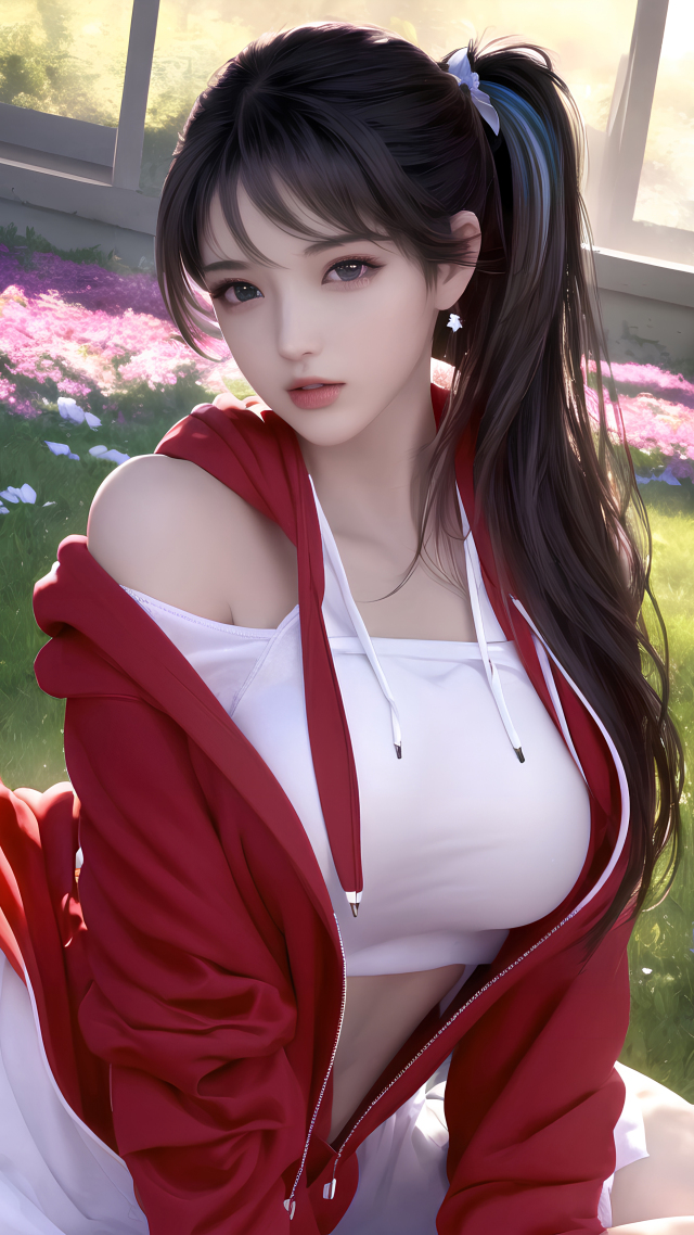 清純運動紅衣少女