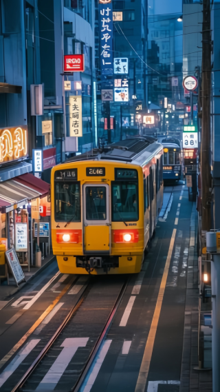 日系火车街道