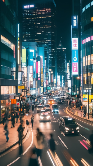 夜里的日系街道