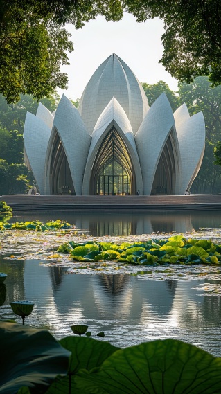 湖畔莲花现代建筑