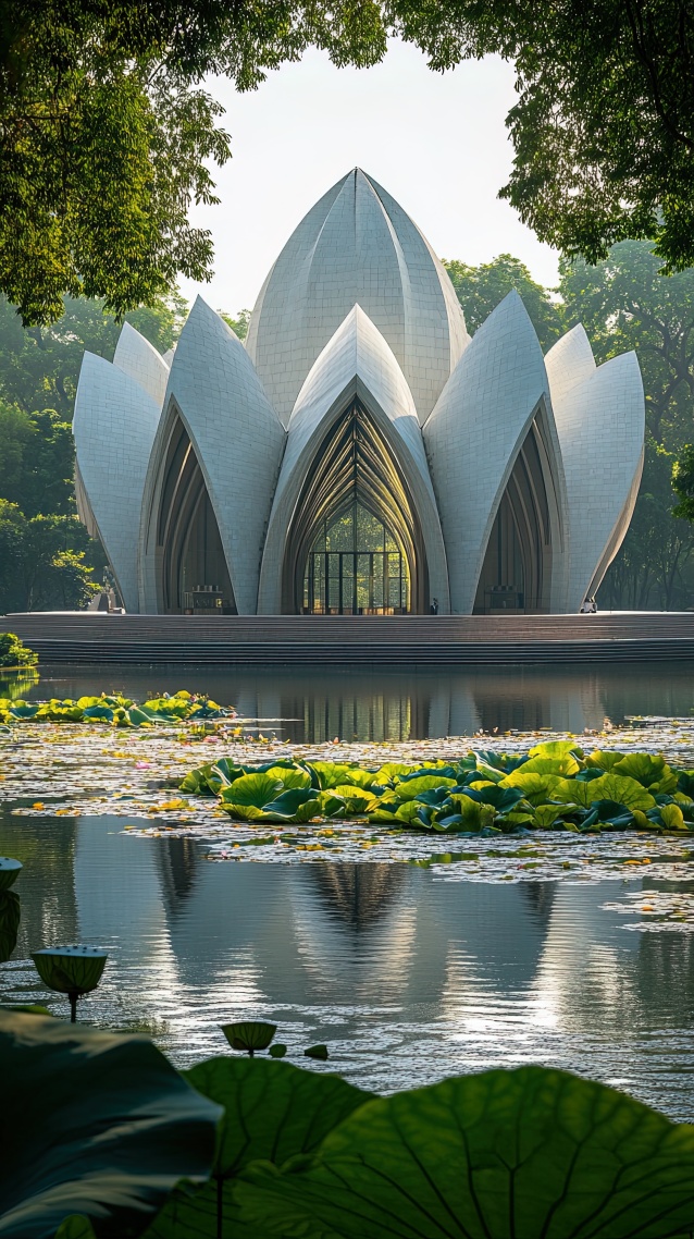 湖畔莲花现代建筑