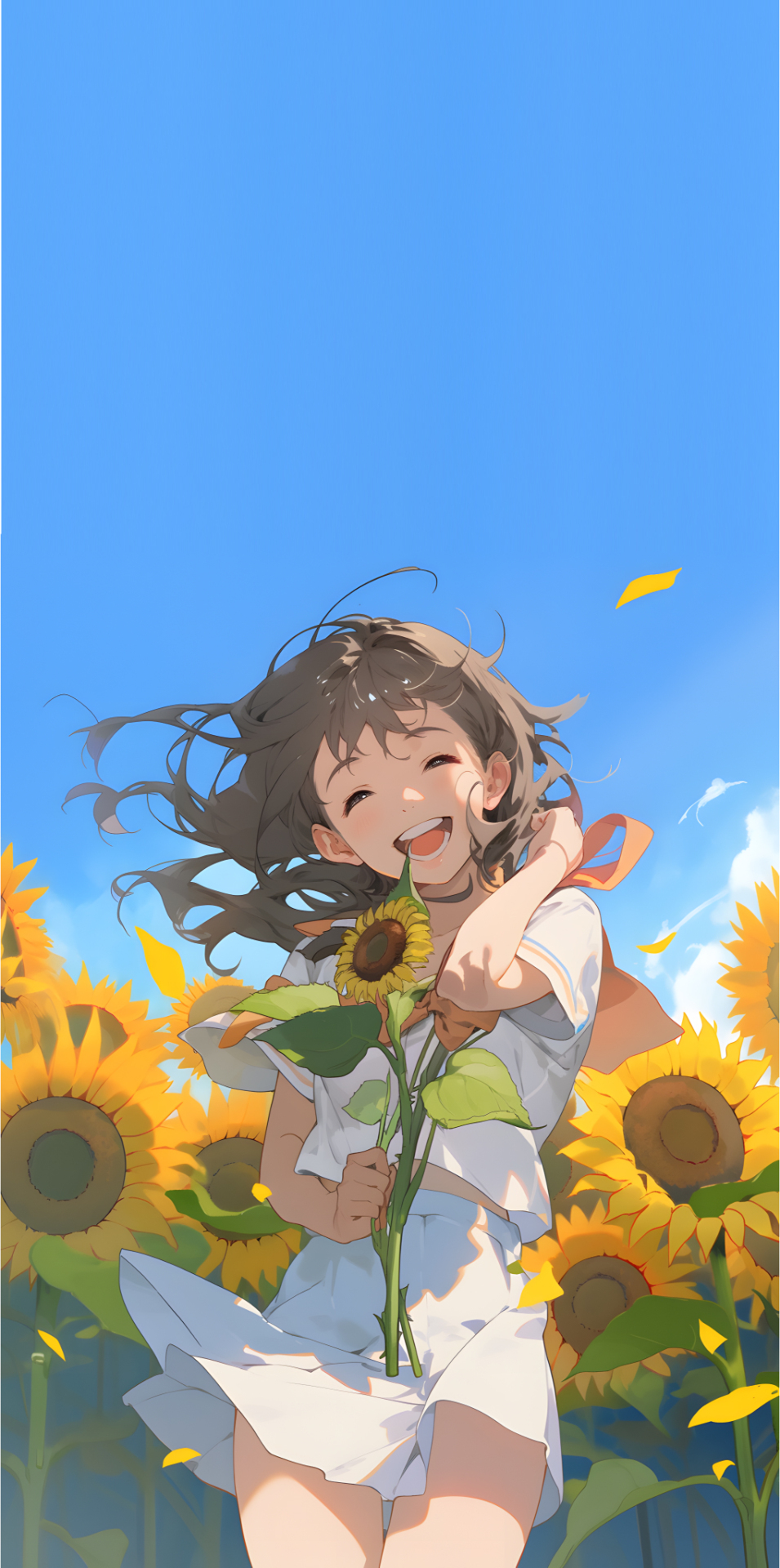 向日葵花海中的女孩