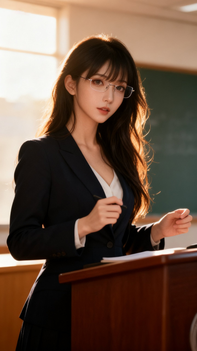 暖光下的知性身影