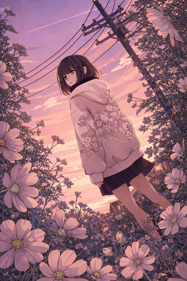 花丛中少女