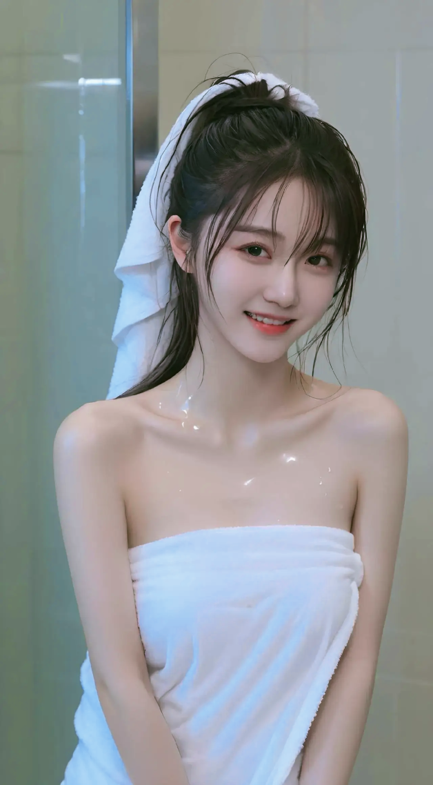 浴巾和少女