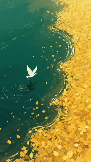 深绿湖水