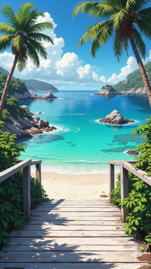 绿色护眼海岛阳光沙滩