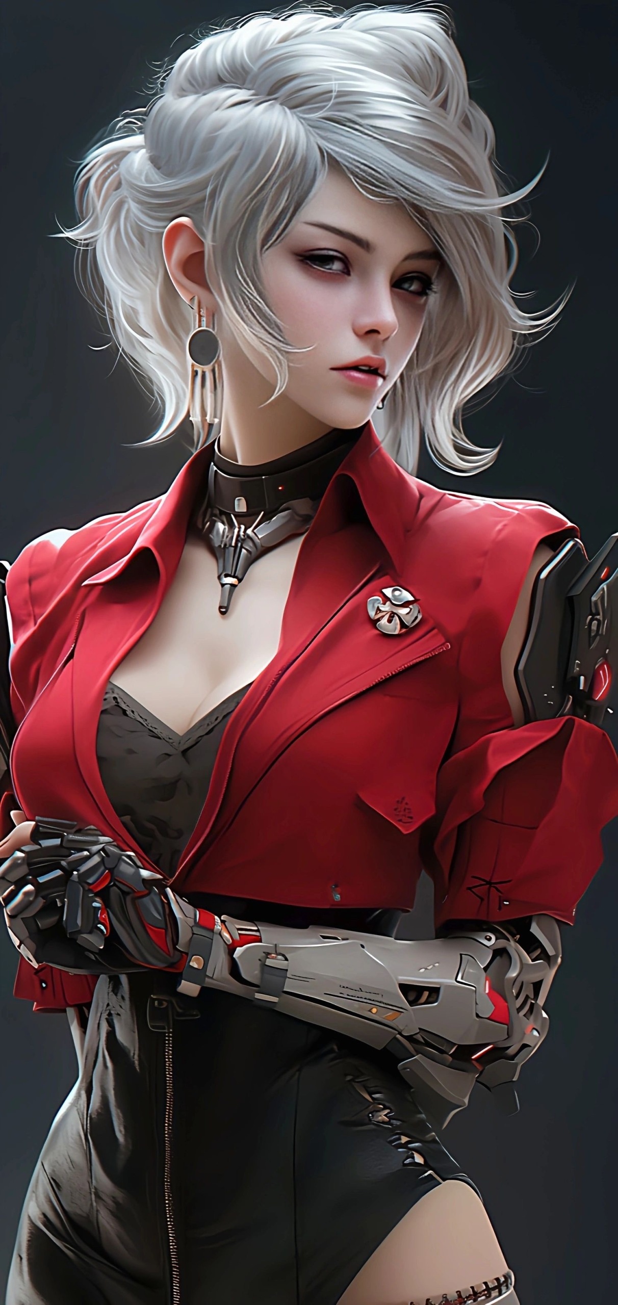 性感紅色白髮女神