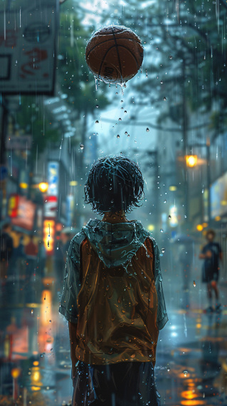 雨中的篮球梦-光一