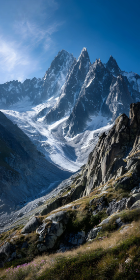 冰川映日，峰入云霄