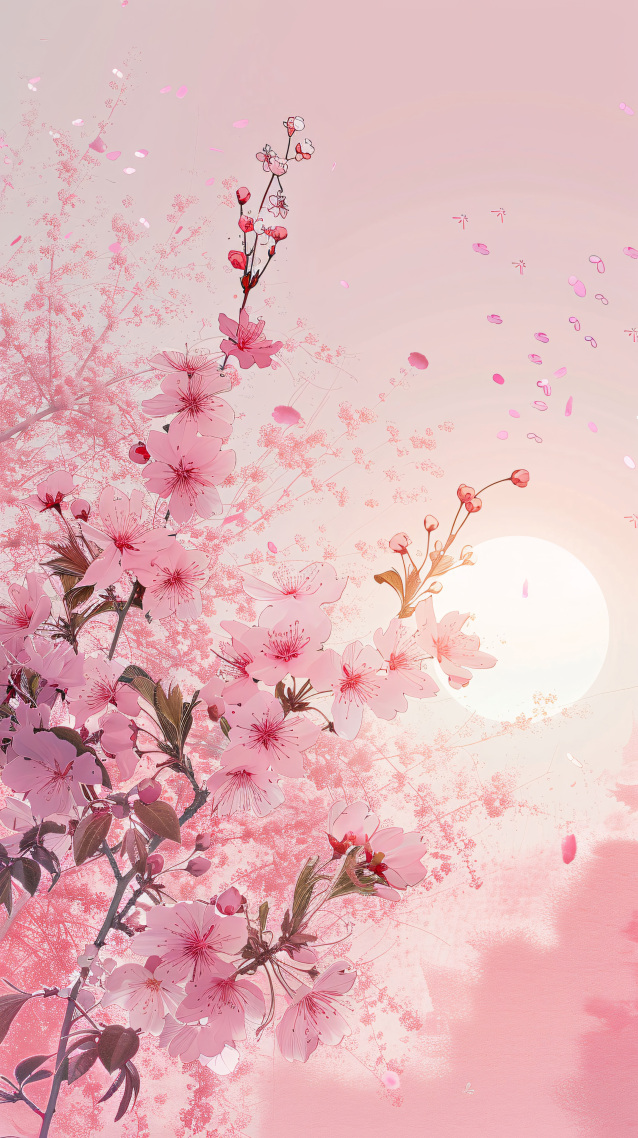 桃花飘散