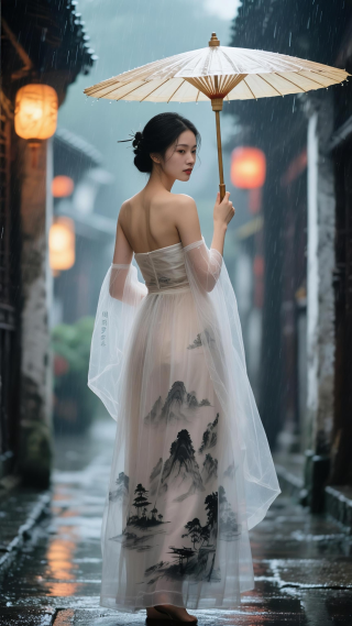 江南烟雨美女