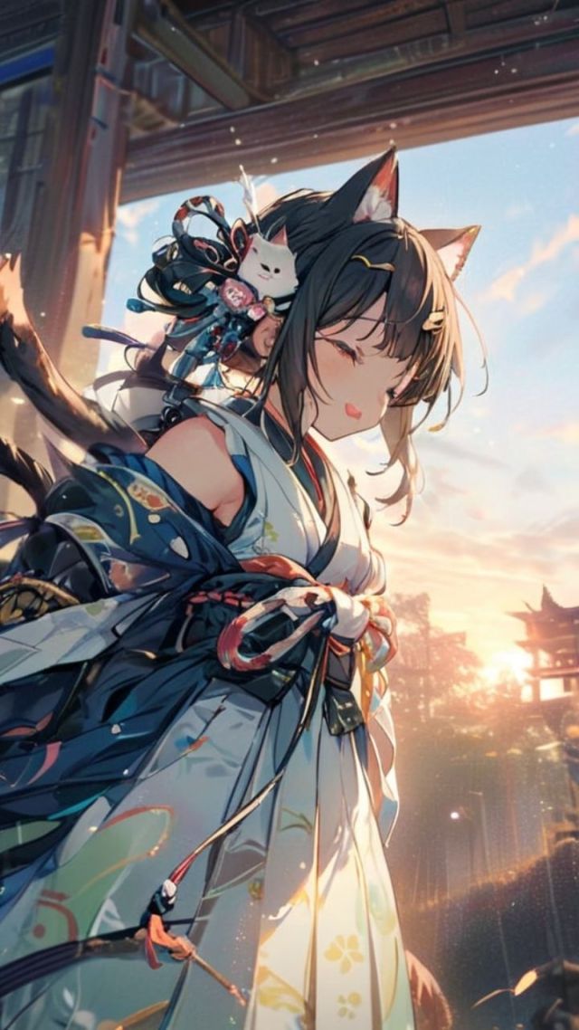 可爱猫耳少女(动漫手机静态壁纸) - 动漫手机壁纸下载 - 元气壁纸