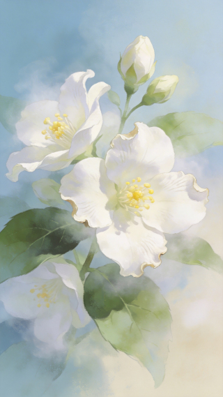 水彩茉莉花